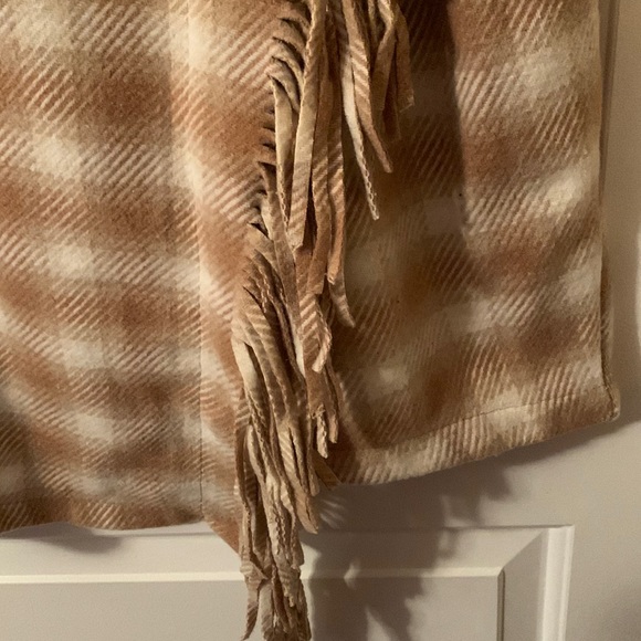 NWT Time and Tru XLorXXL camel & beige plaid faux wrap fringe heavy skirt - Picture 5 of 16
